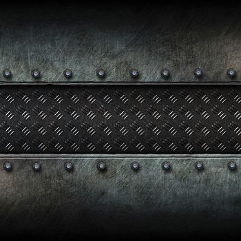 grunge metal and diamond plate. 3d illustration. background and texture.