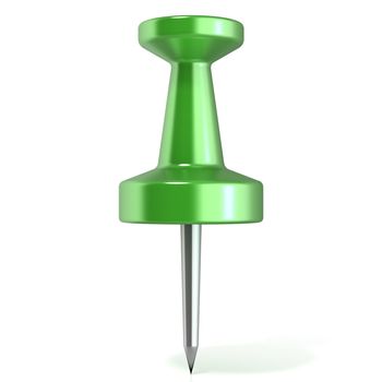Green thumbtack.3D render illustration isolated on white background.