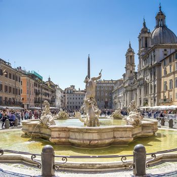 Piazza Navona in a sunny day viewed from the north side