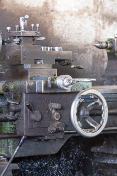 Old lathe is ready to work in the workshop