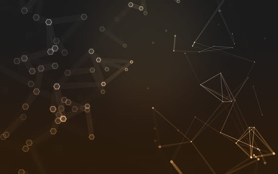 Abstract polygonal space low poly dark background with connecting dots and lines. Connection structure. 3d rendering