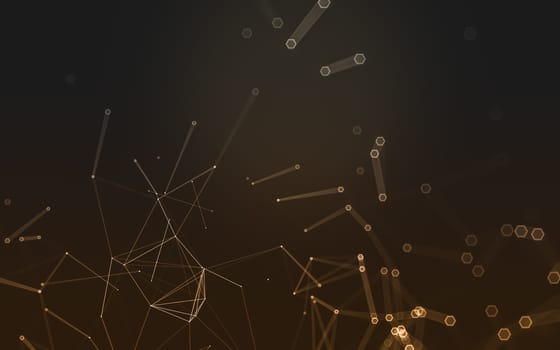 Abstract polygonal space low poly dark background with connecting dots and lines. Connection structure. 3d rendering