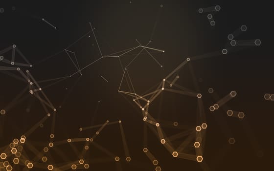 Abstract polygonal space low poly dark background with connecting dots and lines. Connection structure. 3d rendering