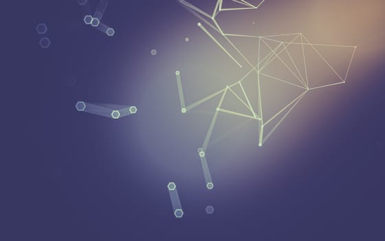 Abstract polygonal space low poly dark background with connecting dots and lines. Connection structure. 3d rendering