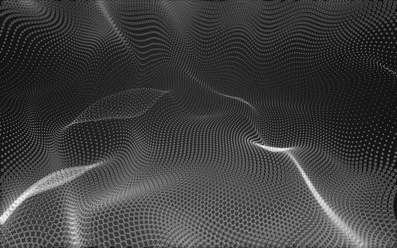 Abstract polygonal space low poly dark background with connecting dots and lines. Connection structure. 3d rendering