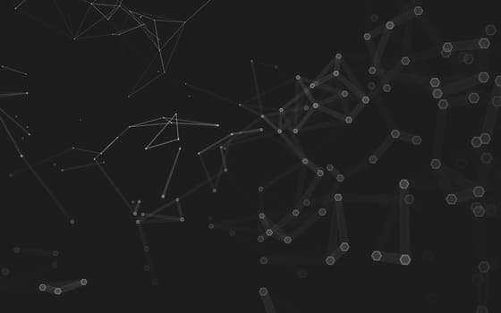 Abstract polygonal space low poly dark background with connecting dots and lines. Connection structure. 3d rendering