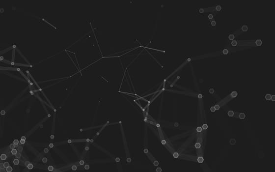 Abstract polygonal space low poly dark background with connecting dots and lines. Connection structure. 3d rendering