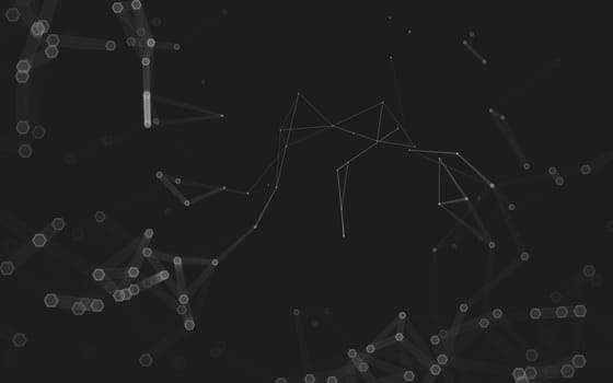 Abstract polygonal space low poly dark background with connecting dots and lines. Connection structure. 3d rendering