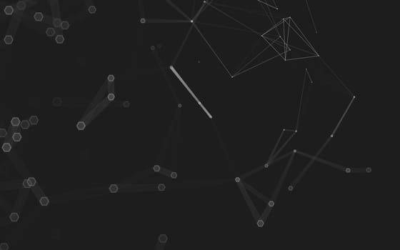 Abstract polygonal space low poly dark background with connecting dots and lines. Connection structure. 3d rendering