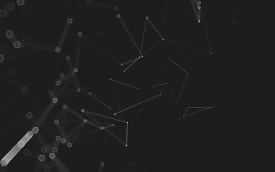 Abstract polygonal space low poly dark background with connecting dots and lines. Connection structure. 3d rendering