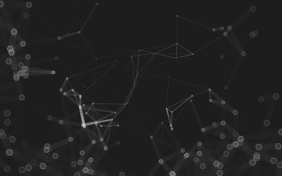 Abstract polygonal space low poly dark background with connecting dots and lines. Connection structure. 3d rendering