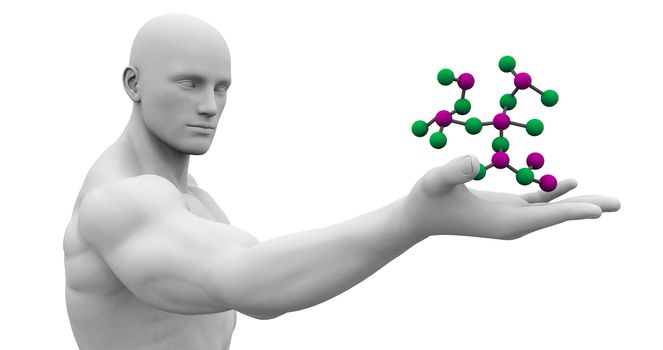 Chemistry Science with Man Looking at Molecular Formula