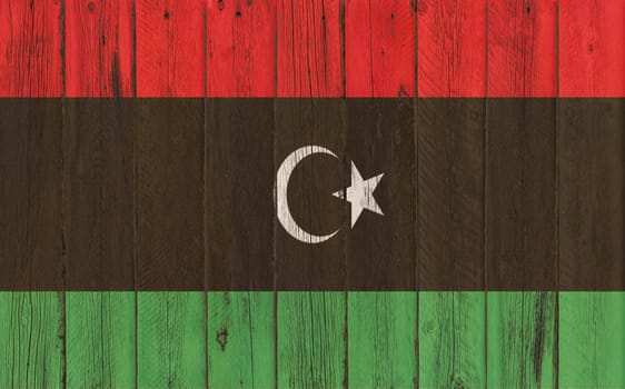 
Flag of Libya painted on wooden frame