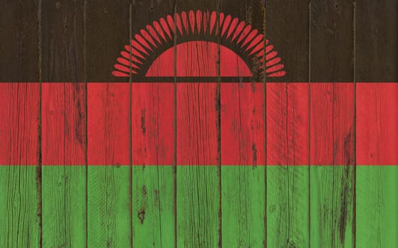 Flag of Malawi painted on wooden frame