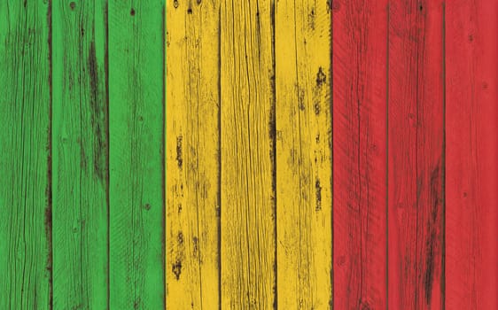 Flag of Mali painted on wooden frame