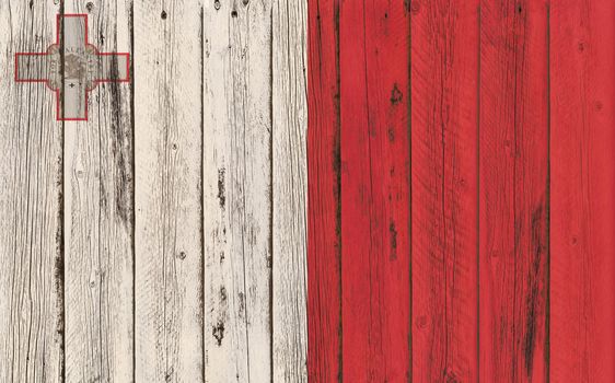 Flag of Malta painted on wooden fram