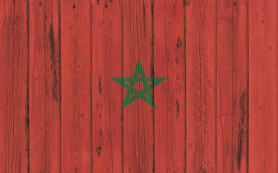 Flag of Morrocco painted on wooden frame