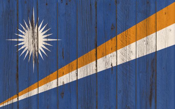 Flag of Marshall Islands painted on wooden frame