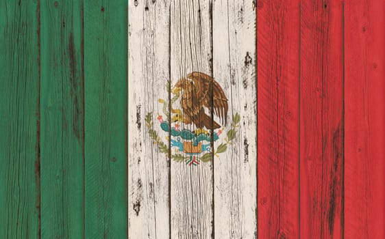 
Flag of Mexico painted on wooden frame
