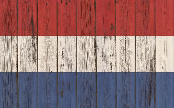 Flag of Netherlands painted on wooden frame