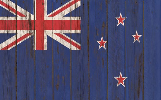Flag of New Zeland painted on wooden frame