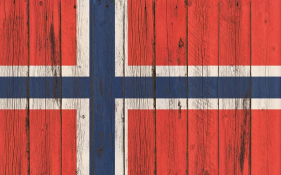 Flag of Norway painted on wooden frame