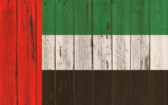Flag of United Arab Emirates painted on wooden frame