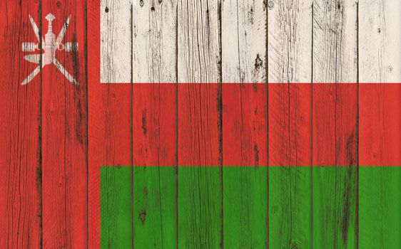 Flag of Oman painted on wooden frame
