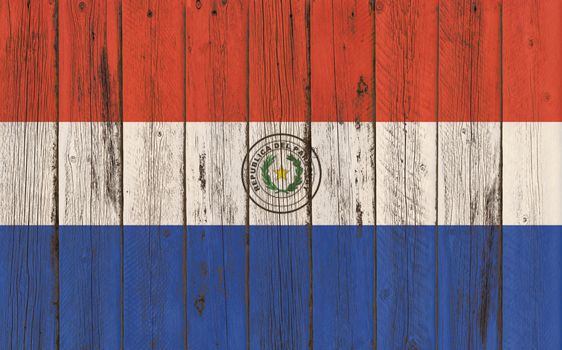 Flag of Paraguay painted on wooden frame