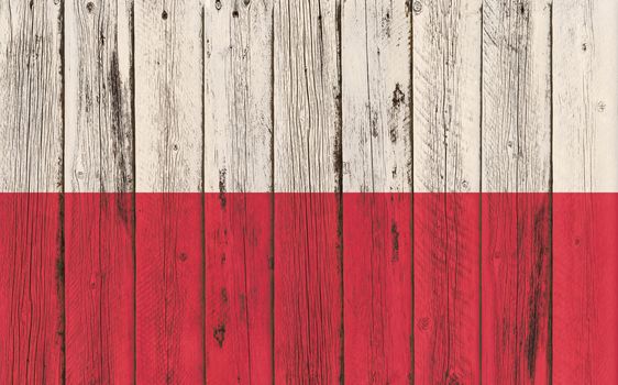 Flag of Poland painted on wooden frame