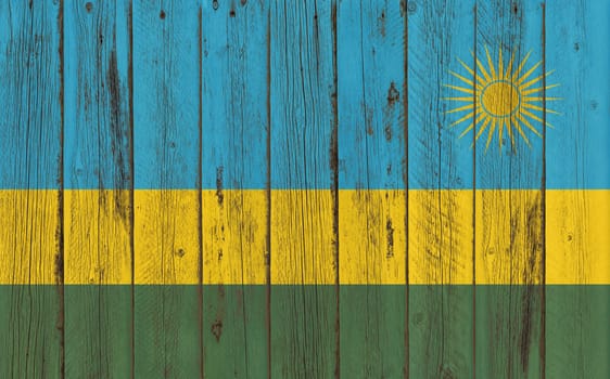
Flag of Rwanda painted on wooden frame