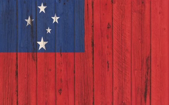 Flag of Samoa painted on wooden frame
