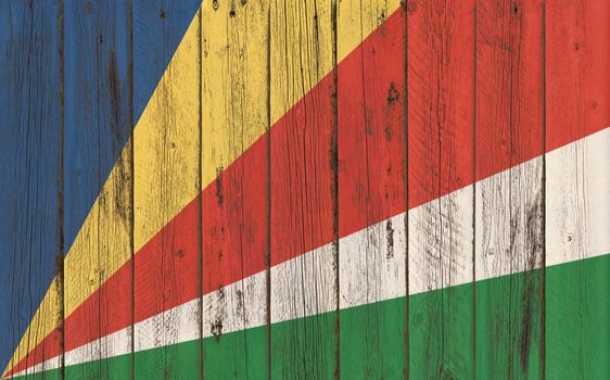 Flag of Seychelles painted on wooden frame