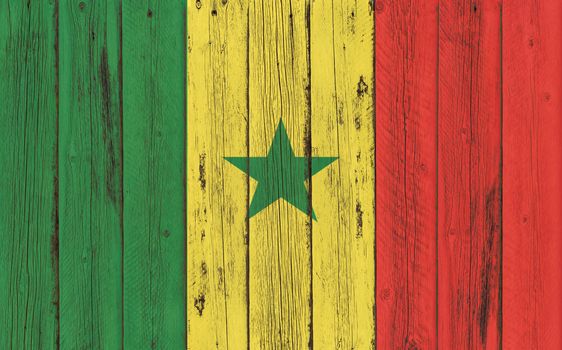 Flag of Senegal painted on wooden frame