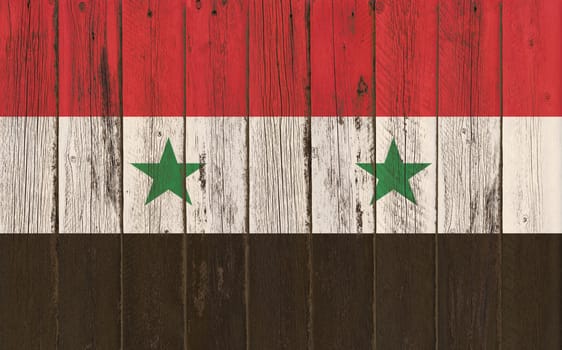 Flag of Syria painted on wooden frame