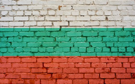 Flag of Bulgaria painted on brick wall, background texture