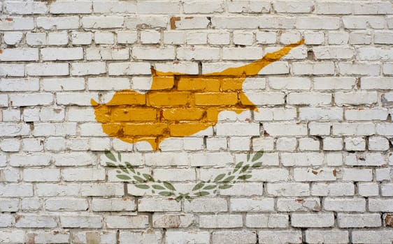 Flag of Cyprus painted on brick wall, background texture