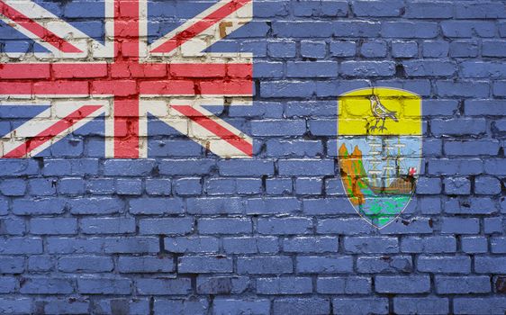 flag of Saint Helena painted on brick wall