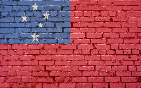 Flag of Samoa painted on brick wall, background texture