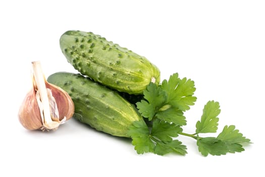 green cucumbers isolated on white background