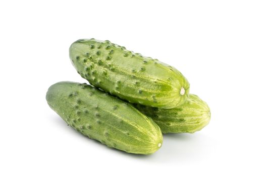 green cucumbers isolated on white background