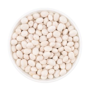 White beans in a bowl isolated on white background