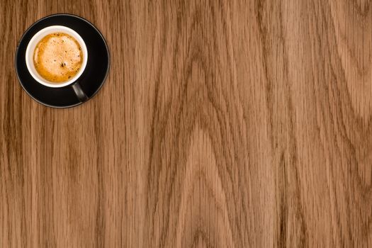 coffee classic cup on a wooden table top view