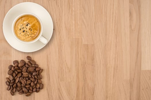 coffee classic cup on a wooden table top view