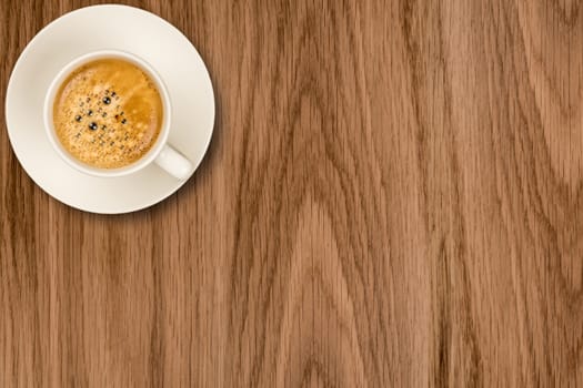 coffee classic cup on a wooden table top view