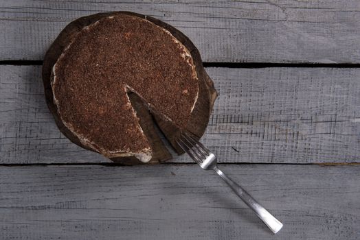 homemade nut cake in a tree with lemon tea