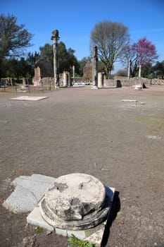 Ancient ruins of Villa Adriana ( The Hadrian's Villa ), Quadriporch, Tivoli, Italy