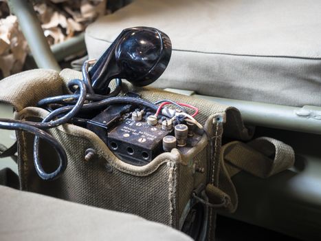 Radio Telephone portable equipped on US military jeep during World War II.