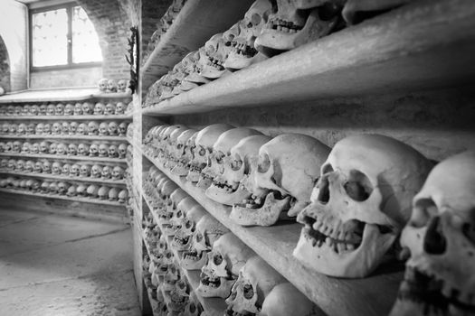 CUSTOZA, ITALY - CIRCA APRIL 2015: Ossuary of Custoza was erected in 1879 to keep the remains of the fallen of the First and Third Italian War of Independence (in 1848 and 1866 respectively).