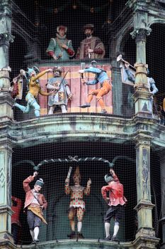 Glockenspiel on the city hall of Munich, Germany